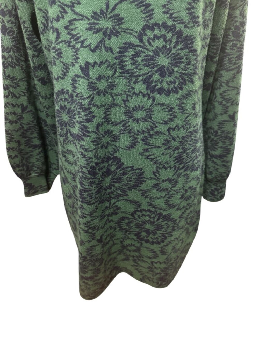 Maeve Anthropologie Green Floral Jacquard Sweater Dress Tunic Large - Picture 4 of 7